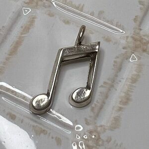 Vintage Double Music Note Pendant 925 Sterling Silver NOS